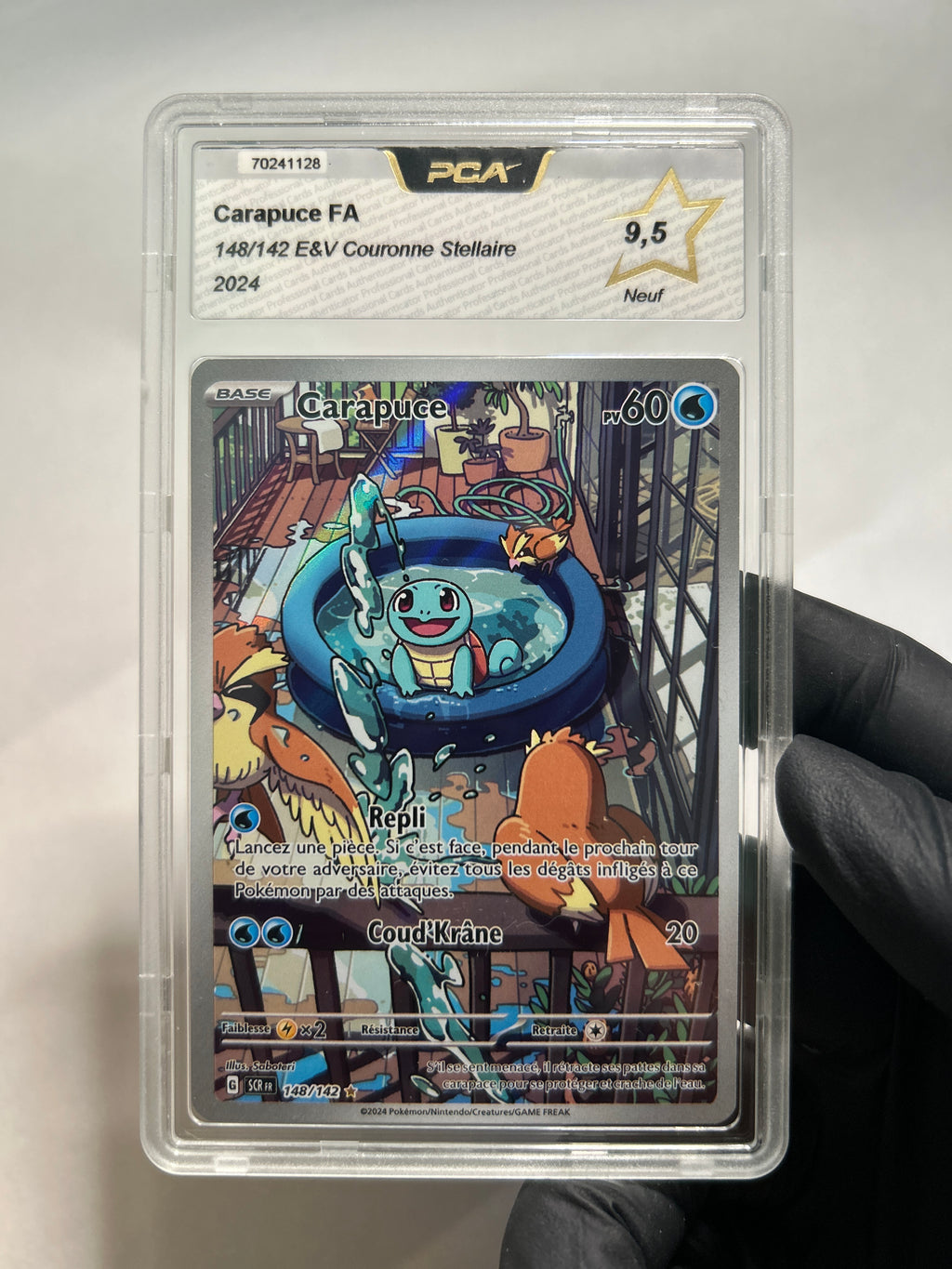 Carte Pokémon Carapuce 148/142 Écarlate et Violet Gradée PCA 9,5 FR