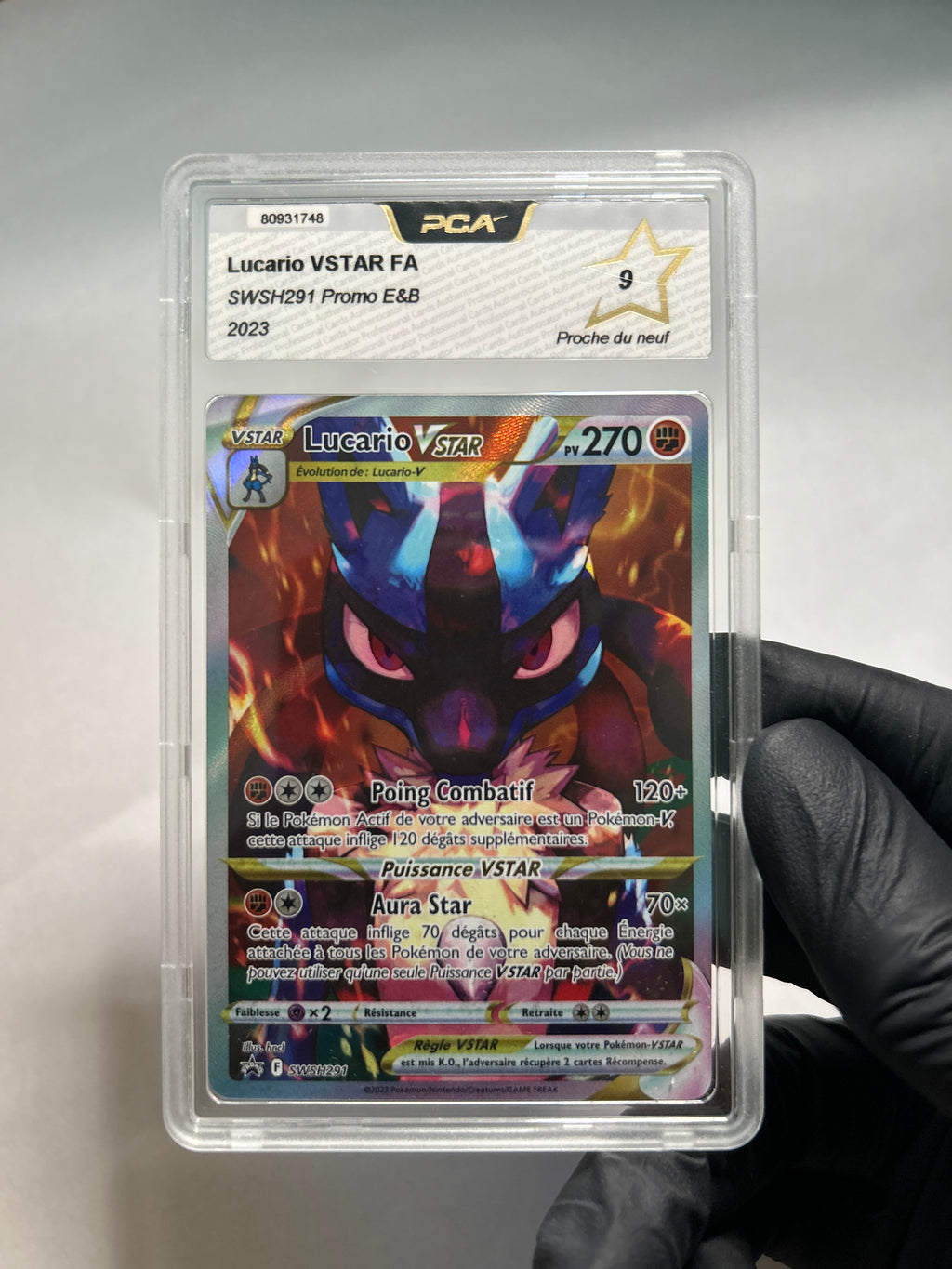 Carte Pokémon Lucario VSTAR SWSH291 Épée et Bouclier Gradée PCA 9 FR